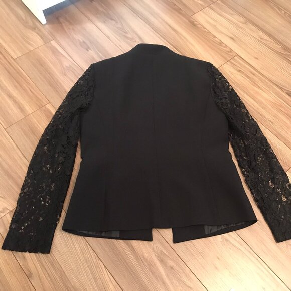 TAHARI Blazer Arthur Sir Levine Black with Lace Sleeves US Size 8 - Picture 5 of 10